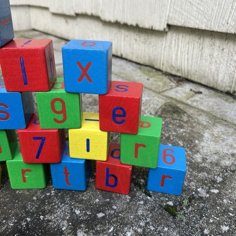 Vintage Heros Germany Wooden Toy Blocks Letters Numbers Math Symbols Set of 23 - Picture 5 of 7